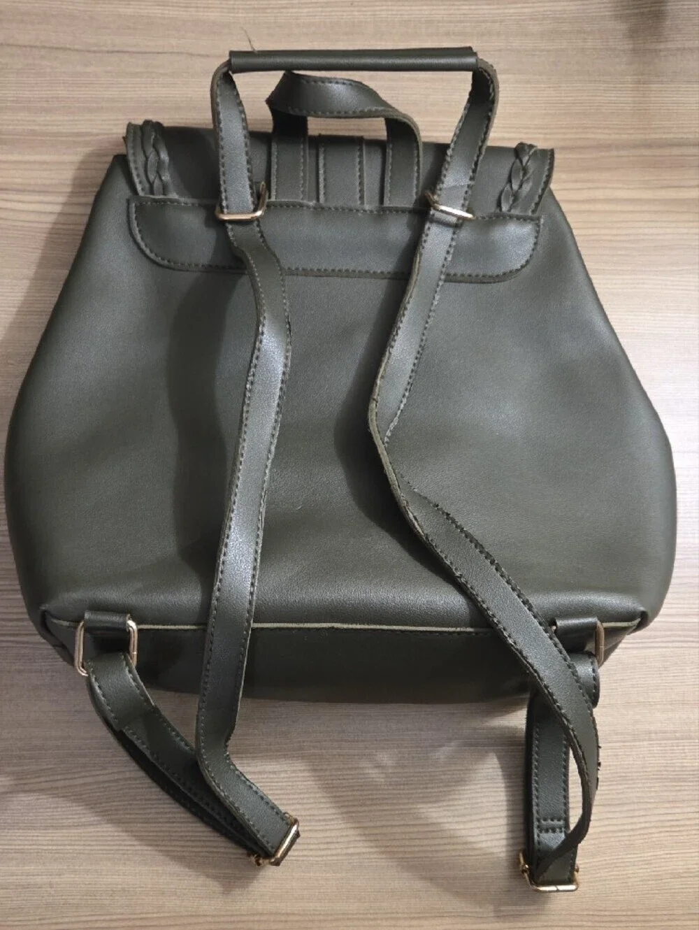 Imoshion Dark Olive Green Faux Leather Backpack with Tassel - Picture 2 of 4